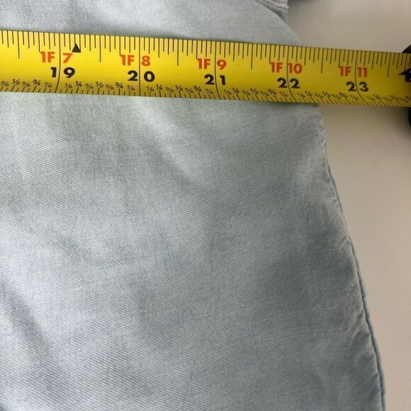 Old Navy Blue Chambray Denim Off Shoulder Eyelet Lace Hem Casual Dress Sz M - Picture 9 of 12